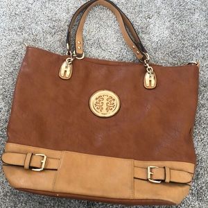 Extra large genuine leather brown tote
